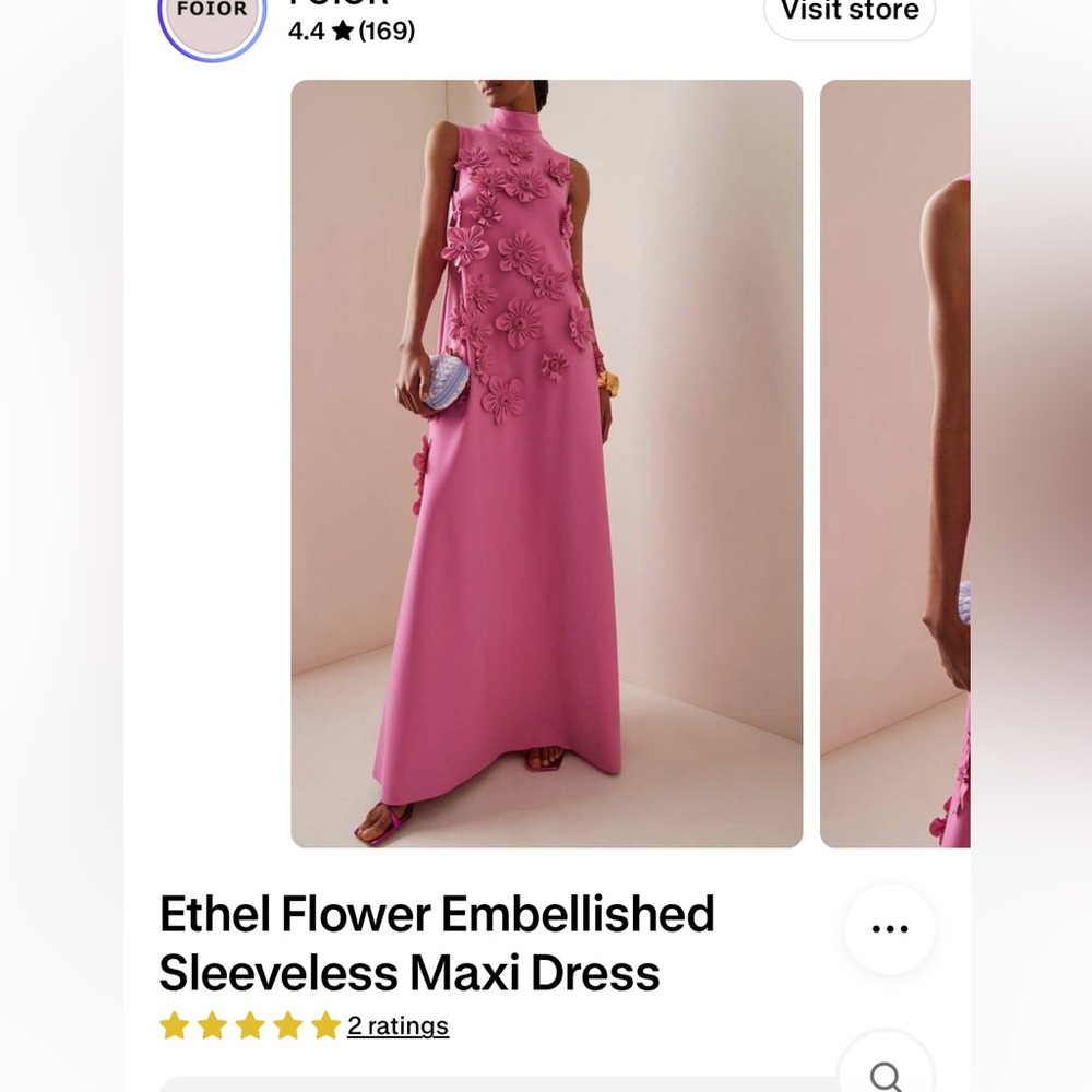 NWT Pink Flower Embellished Sleeveless Maxi Dress